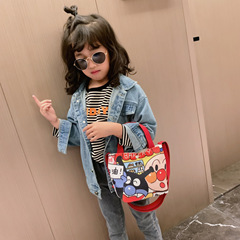 批發兒童帆布包包女斜挎包嘻哈少女可愛小包學生單肩包女親子包潮