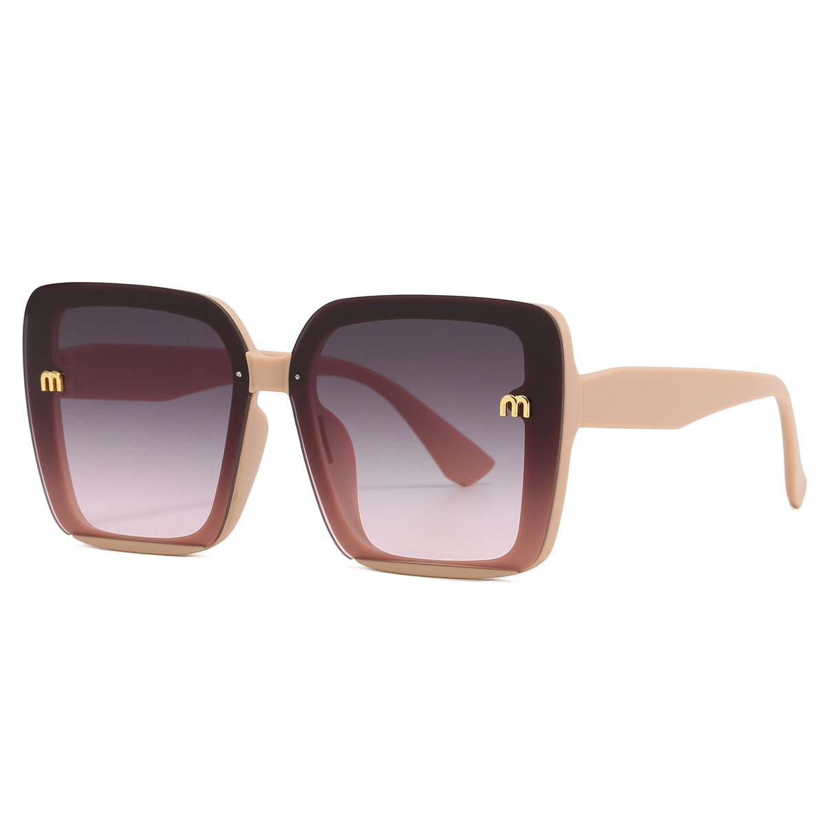 Nuevo estilo coreano retro Letter Box cara lisa gafas de sol pequeñas gafas de sol de lujo ligeras de gama alta de moda