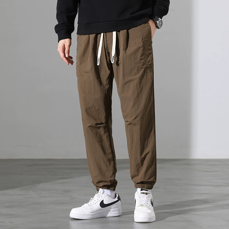 Мужские утолщенные брюки-джоггеры, очень свободные повседневные брюки, мужские длинные брюки в корейском стиле, брюки с эластичной резинкой на талии, рабочие брюки-парашютчики.