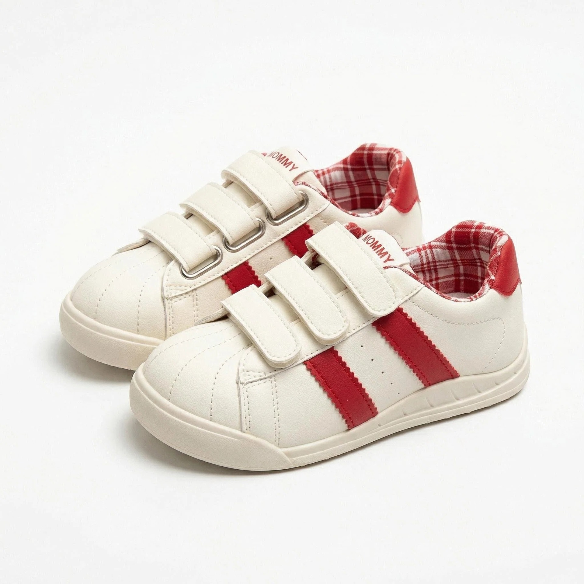 Zapatos deportivos de estilo japonés de estilo académico de velcro de mujer rojo blanco cuadrado interior de color contrastante retro zapatos blancos suaves