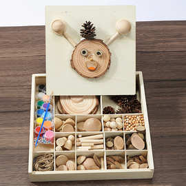 幼儿园DIY原木画木片块材料包 创意涂鸦手工自制树枝画套装玩具