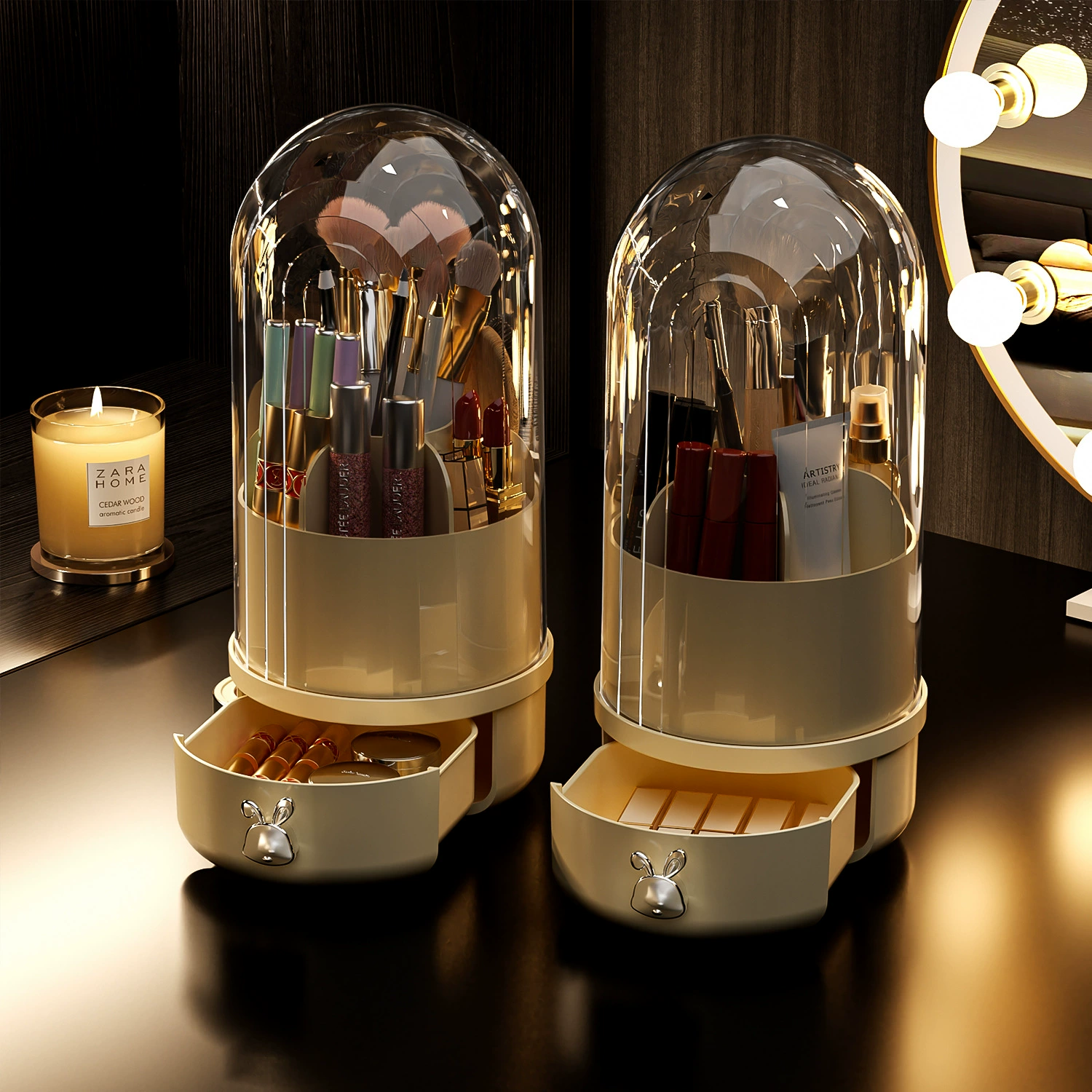 Кисть для макияжа Кисть для хранения Настольная вращающаяся крышка пылезащитная столешница высокого уровня