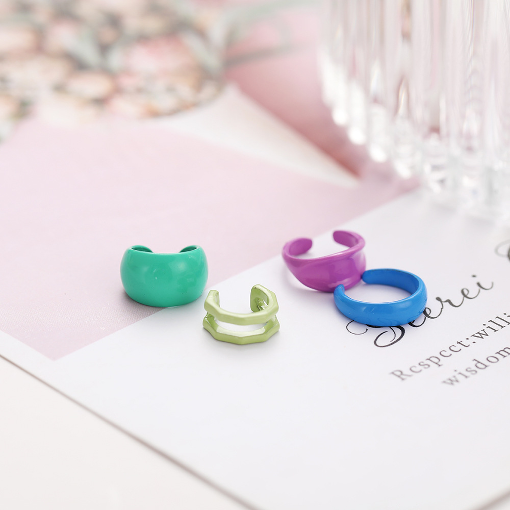 Wholesale Jewelry Cute Geometric Multi-color Ear Clip Set Nihaojewelry display picture 4