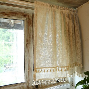 Cotton and Linen Double Lace Fresh Shading Half Curtain Curtain Window Screen