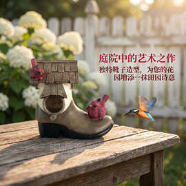跨境新款独特靴子造型树脂户外悬挂式花园装饰鸟屋庭院创意工艺品