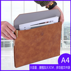 A4革大容量書類袋ビジネス事務資料書類袋多機能皮革収納書類ケース