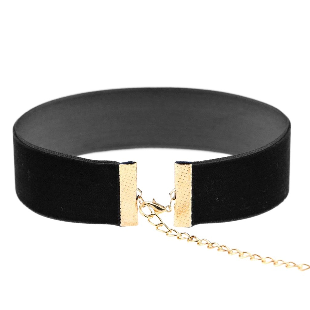 European and American Trendyy Fashion Exaggerated Wide Flocked Webbing Collar Necklace Velvet Velvet Velvet Collar Choker Neck Strap