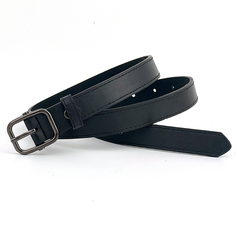 Venta directa de fábrica cinturón de mujer nueva moda simple con decoración de grupo hebilla cuadrada jeans negro pu cinturón al por mayor