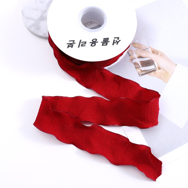 Cinta floral al por mayor 4cm borde dorado colorido ramo arco onda hilo llano cinta flor material de embalaje