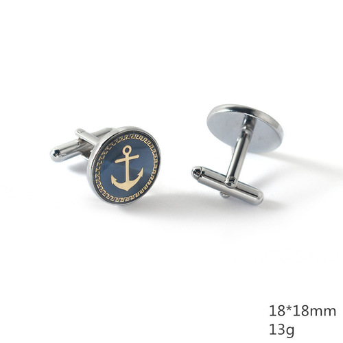 New Style Exquisite Enamel Anchor Cufflinks for Men, French Style Shirt Placket Cuff Fasteners, Wholesale