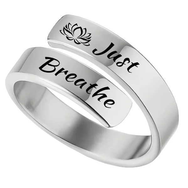 Europe and the United States cross-border open jewelry women Just Breathe letter ring lettering lotus titanium steel jewelry men wholesale