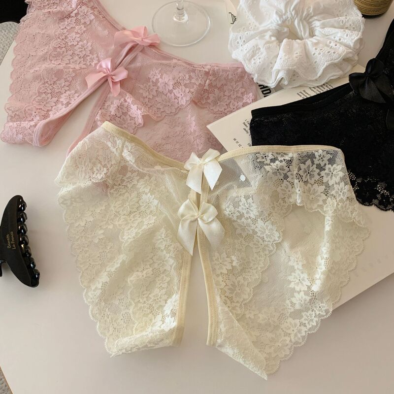 New French Retro Style Open-Crotch No-Removal Sexy Panties, Feminine Hot Elastic Thin Seamless Women's Briefs