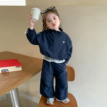 女童秋款蝴蝶结运动套装2025新款洋气校园两件套织里童装一件代发