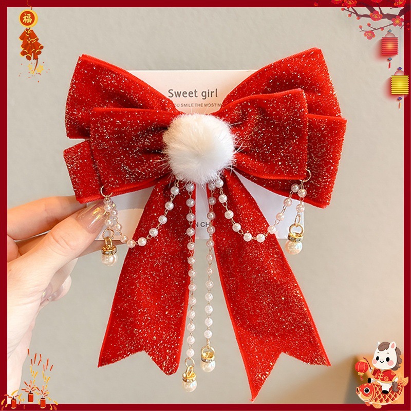 Horquilla Infantil con Borlas Chinas Hecha a Mano para Año Nuevo y Hanfu