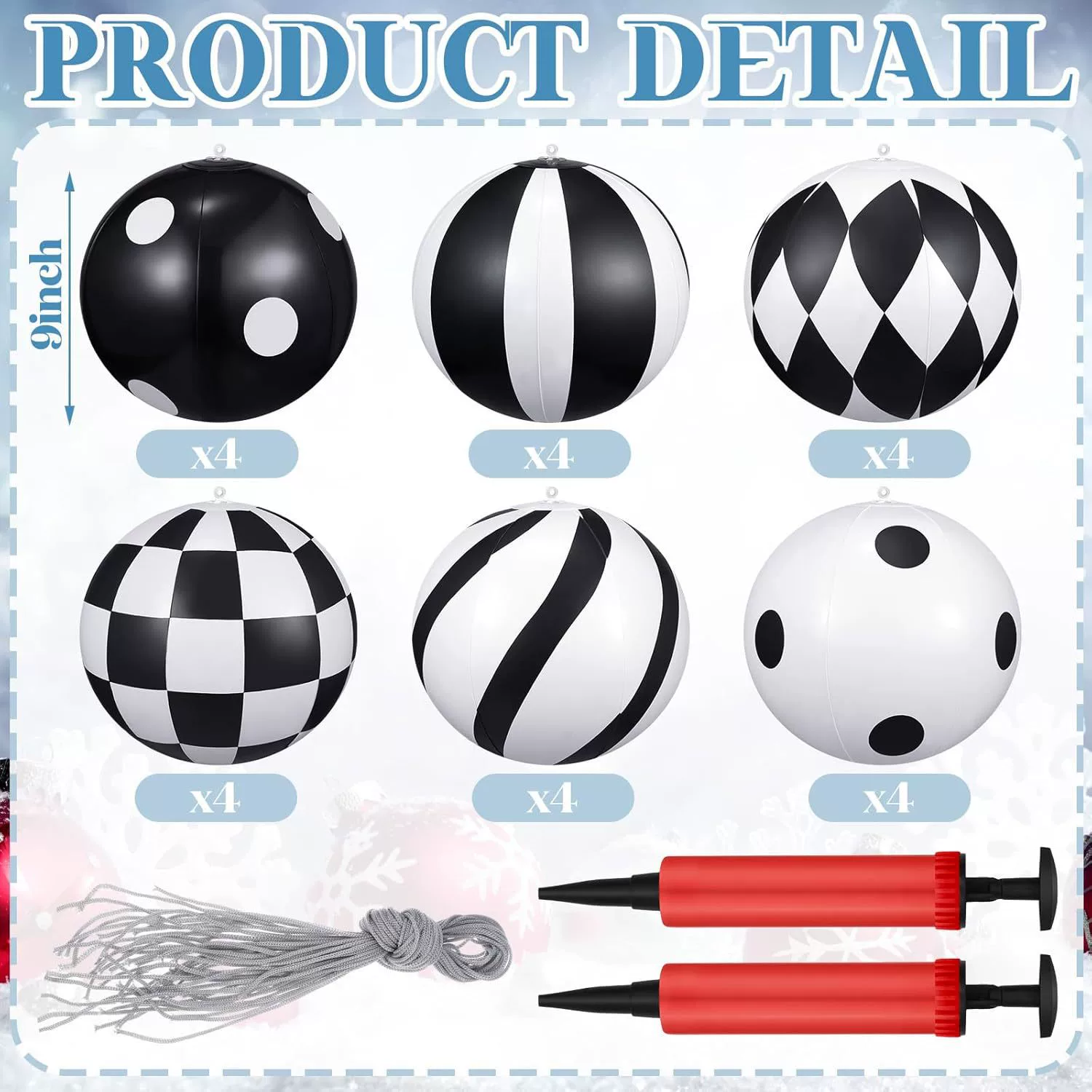 Надувной черный белый рождественский шар Хэллоуин фонарь шар украшения наружный двор сад макет атмосферы надувной свет