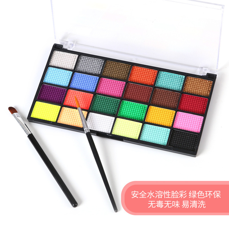 24-color pintura corporal soluble en agua pintura facial para niños halloween etapa maquillaje pintura crema