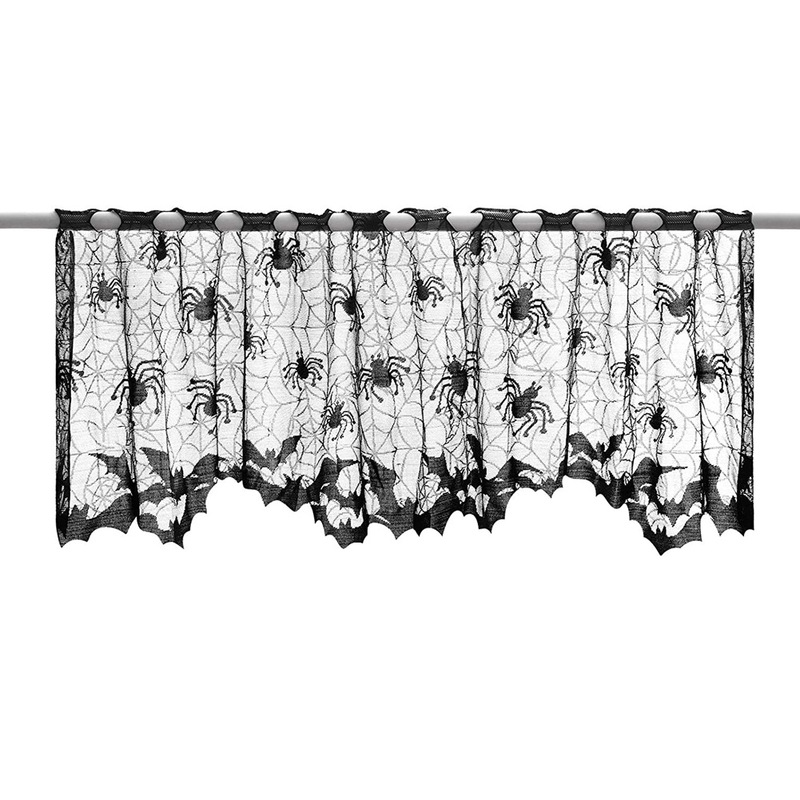 European and American Halloween spider curtain bat door curtain ghost festival black lace Spider mesh home decoration lampshade cloth