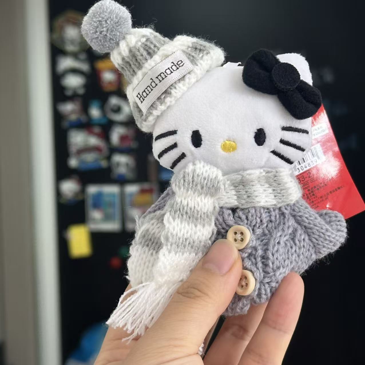 黒麦わら帽子キティ帽子ベビーペンダントラブバックル人形人形かわいいヘップバーンスタイルペンダントキーホルダー