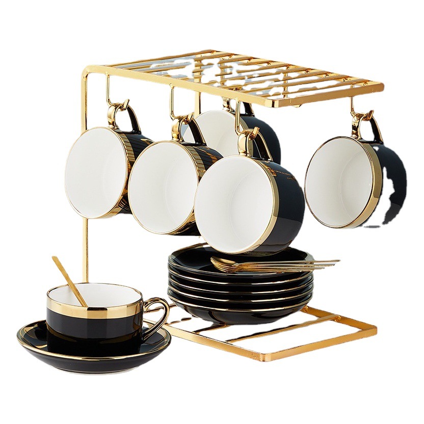 Nordic simple cerámica taza de café y platillo de oro restaurante occidental juego de café traje de apoyo logo taza de agua taza de leche