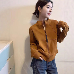 欧货2025年深秋新款立领拉链开衫卫衣女百搭修身显瘦运动休闲外套