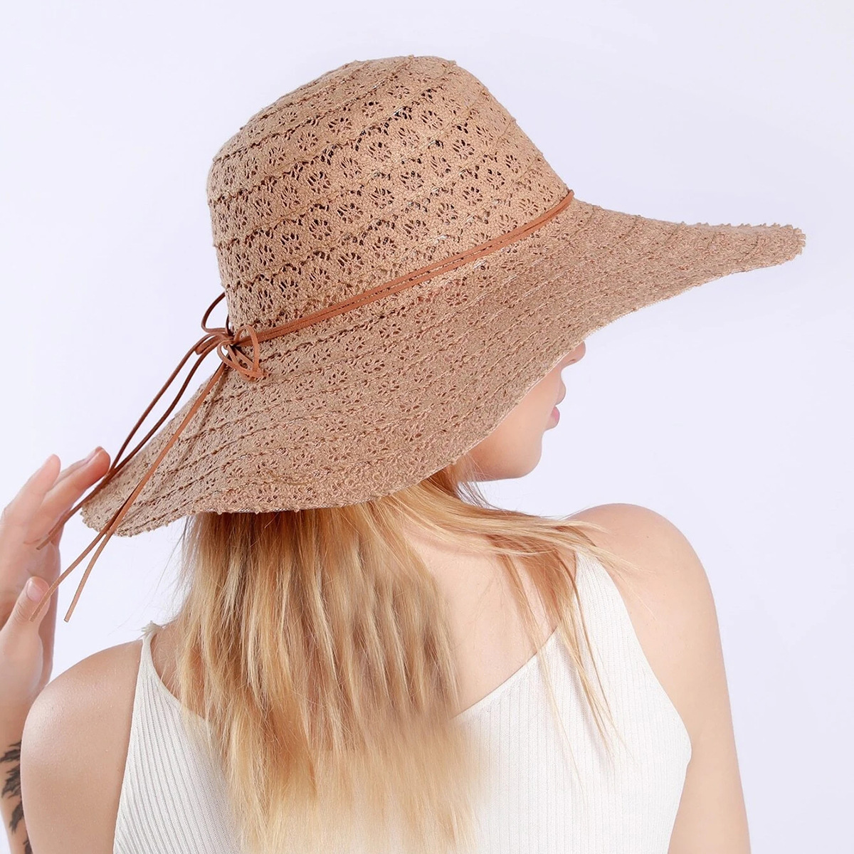 Korean Fashion Big Eaves Breathable Lace Straw Hat display picture 14