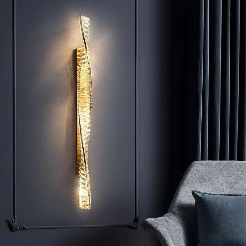 Luz sala de estar moderna lámpara de cristal de fondo de estilo de barra roja lujo red lámpara de pared de dormitorio nuevo estilo de fondo de pared simple