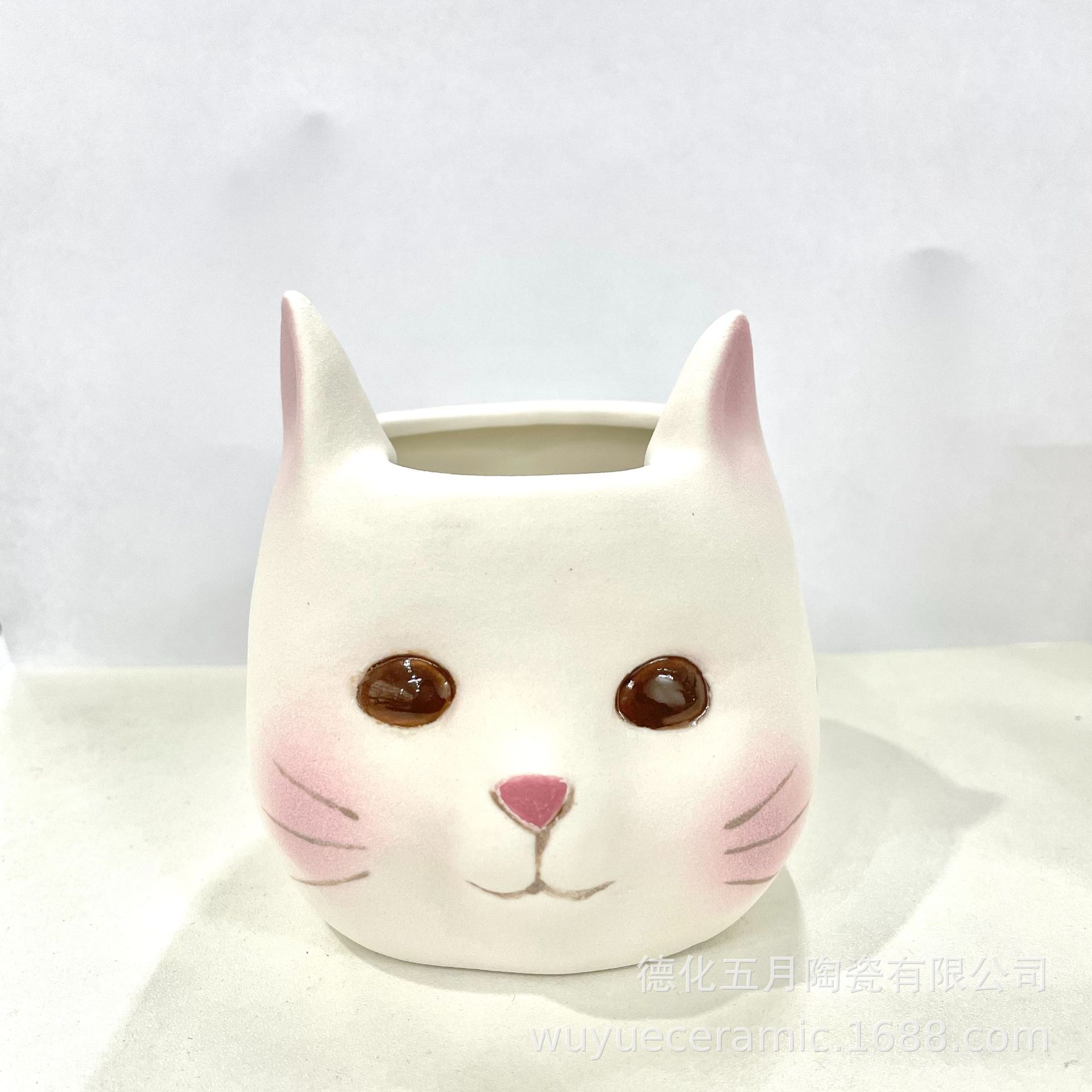 新品小猫摆件可爱动物桌面装饰陶瓷吉祥物电脑桌面趴趴摆件
