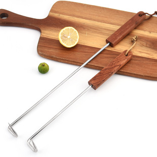 Stainless Steel 201 Meat Hook Rosewood Handle Grilled Sign Barbecue Hook Home Rolls Skewer Barbecue Hook Outdoor BBQ Barbecue