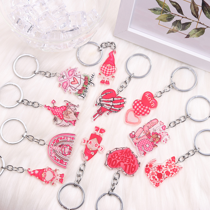 Casual Letter Heart Shape Stainless Steel Printing Valentine's Day Bag Pendant Keychain display picture 3