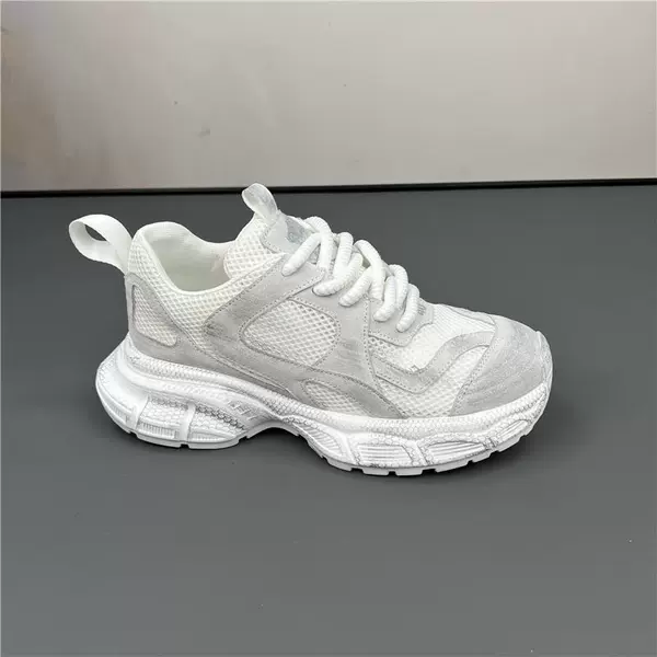 White genuine leather and mesh