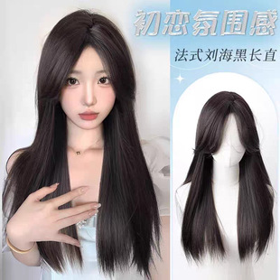 Wig Women's Mid-length Straight Hair New Style Full Head Cover Fashionable Natural Realistic Human Hair Wig Cover Wig Full Hair Style