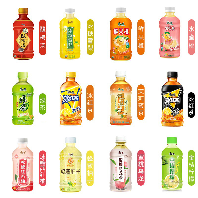 Master Kong Water Beverage 330ml*12 Small Bottles Pack Iced Tea Green Tea Fresh Fruit Orange Jasmine Honey Tea Summer Drinks Full Carton
