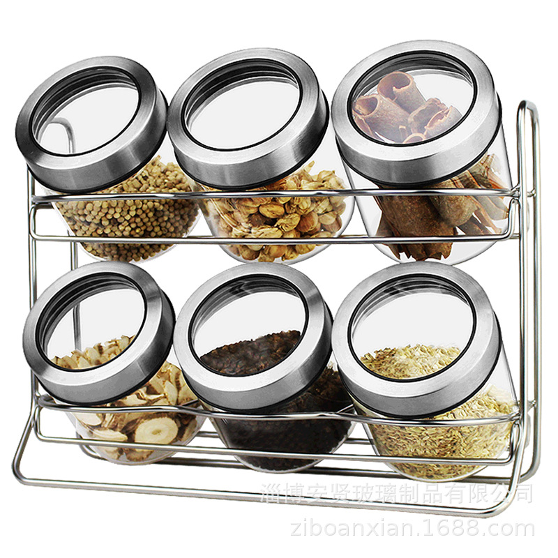 Frasco de vidrio sellado botella de almacenamiento nido de pájaro sub-empaquetado botella de clasificación resistente a altas temperaturas tapa de acero inoxidable traje de rack de almacenamiento