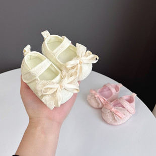 Spring and Autumn Baby Shoes Baby Girl Lace Princess Shoes Velcro 01-year-old Pre-step Shoes One-year-old Dress Shoes Don't Fall off