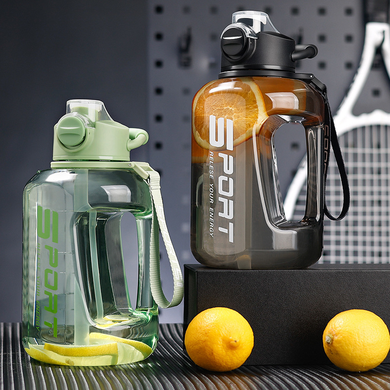 Botella de agua de gran capacidad, tipo cubo, para exteriores, de plástico, para fitness, deportes, con pajita, venta al por mayor image 5
