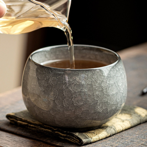 Black ice flower master cup single cup open tea cup tea cup tall men's kung fu ceramics personal office household supplies tea cup