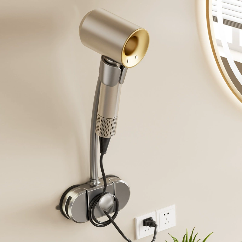Держатель для фена на присоске, вращающаяся стойка для фена без перфорации для ванной комнаты, без помощи рук
