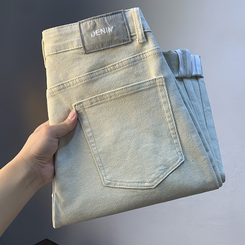 Casual Jeans Men's Autumn New Micro Loose Slim-fit Small Straight Pants Beige Basic High-end Men's Pants
