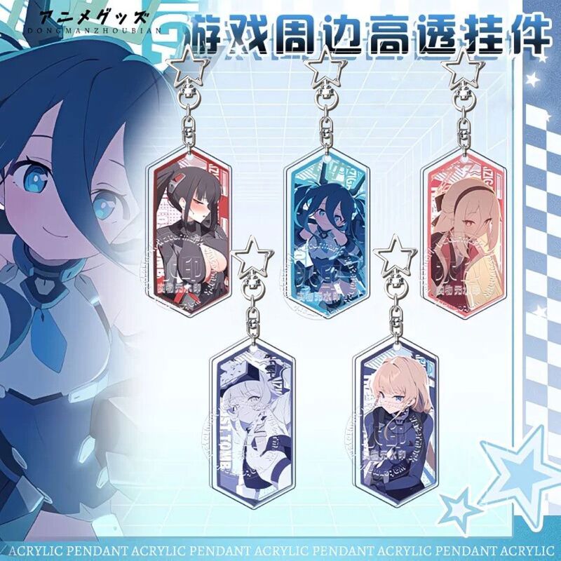 Fifth Anniversary Blue Archive Merchandise Keychain Featuring Rion, Aoi, Alice, and Kei
