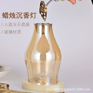 中式熏香炉玻璃烛台沉香熏香灯隔火四孔灯罩熏香熏灯香炉手工