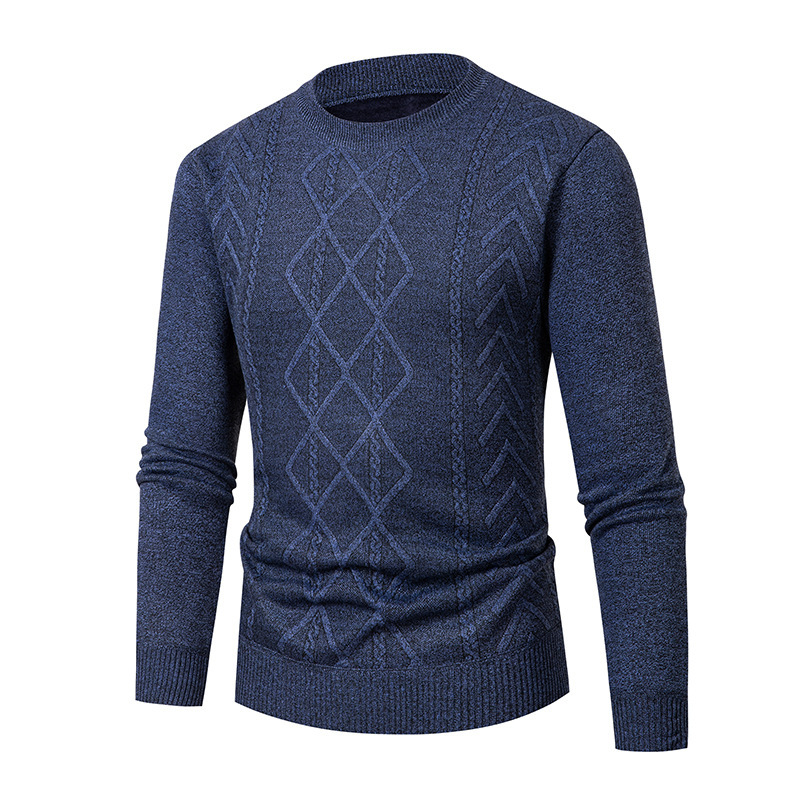 Men's Round Neck Sweater 2026 Autumn and Winter Style Youth Knitted Base Shirt Cross-Border Amazon Men's Pullover Knitwear