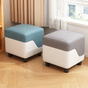 Small Stool for Home Use, Trendy Color-Blocking Small Bench, Sturdy Creative Square Stool for Living Room, Modern Light Luxury Low Stool