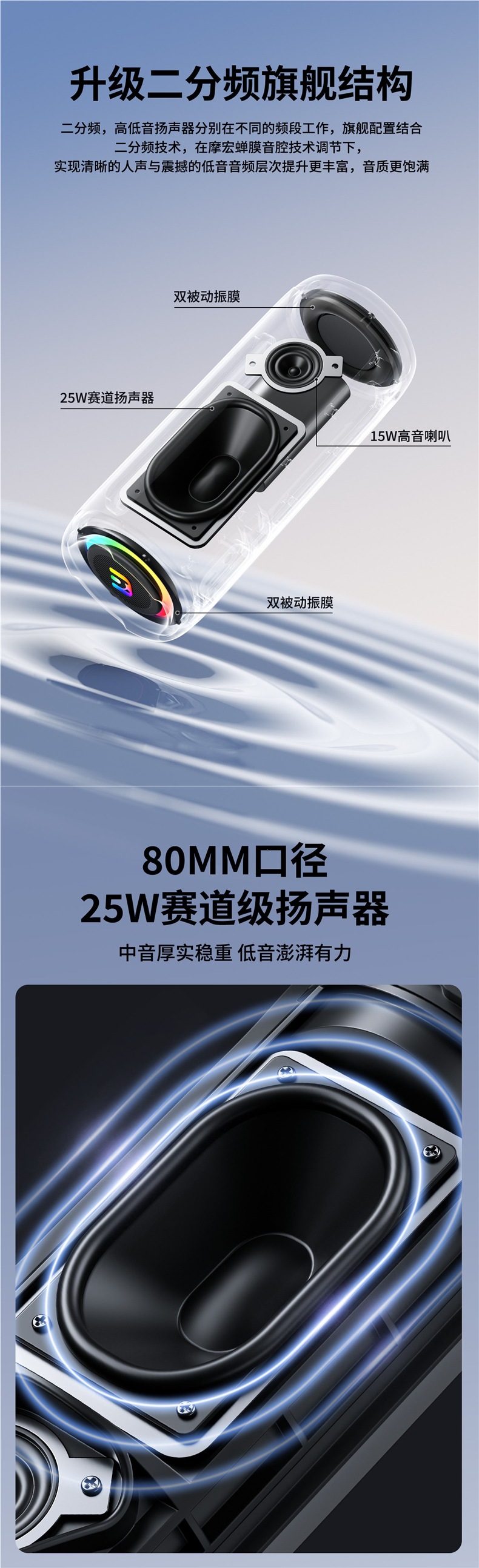 Bluetooth speaker 40W outdoor portable card-insertable waterproof subwoofer high-quality sound for motorcycle riding and camping