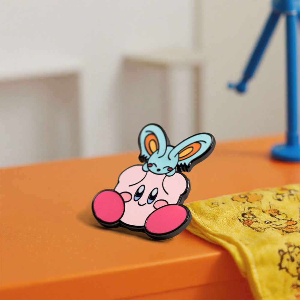 Kirby Cartoon Character Brooch Creative Rabbit Badge Anime Peripheral Enamel Pin Jewelry Kidsren's Accessories Gifts