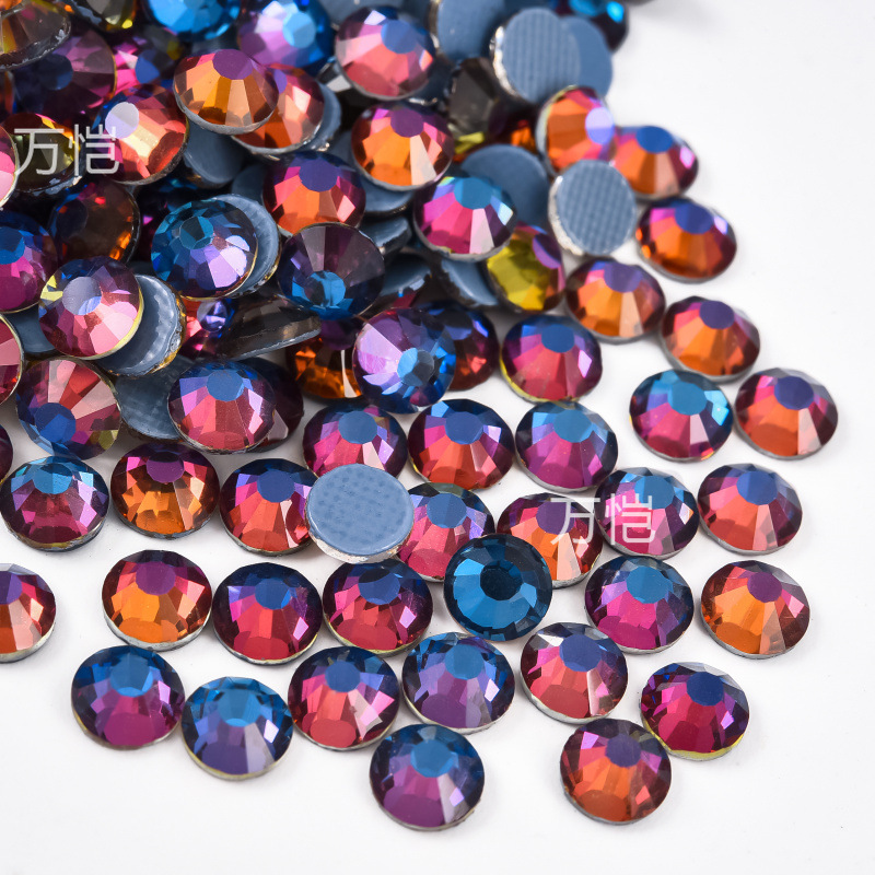 爆発的な輝きの平底イミテーションオパールラインストーン、衣類用アクセサリー、電気メッキガラスラインストーン、大型装飾品、DIYジュエリーアクセサリー材料