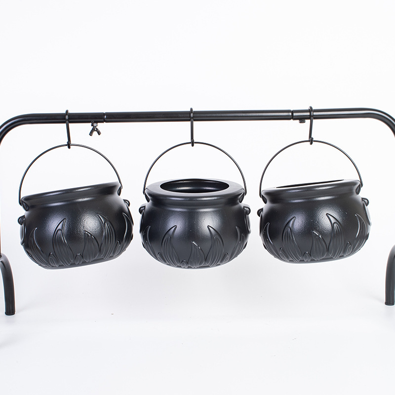 ハロウィンパーティーの装飾魔女バケツ 3 缶ホルダー鉄フレームキャンディバッグ装飾品小道具キャンディバケツボックス|undefined