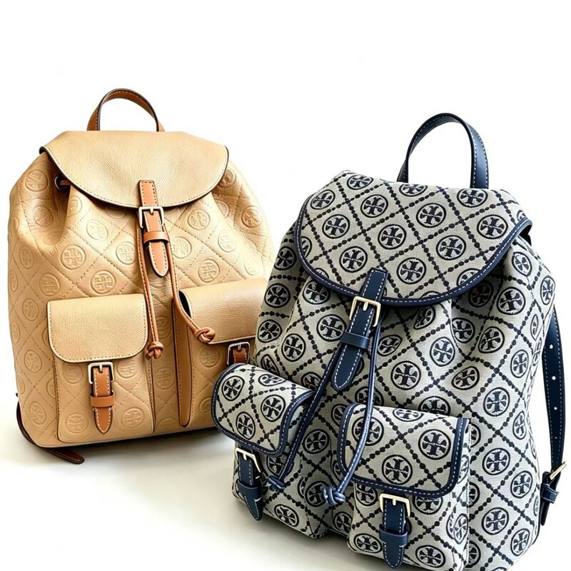 TB women's bag Monogram vintage jacquard drawstring flap large-capacity commuter casual backpack TB women's bag Monogram vintage jacquard drawstring flap large-capacity commuter casual backpack