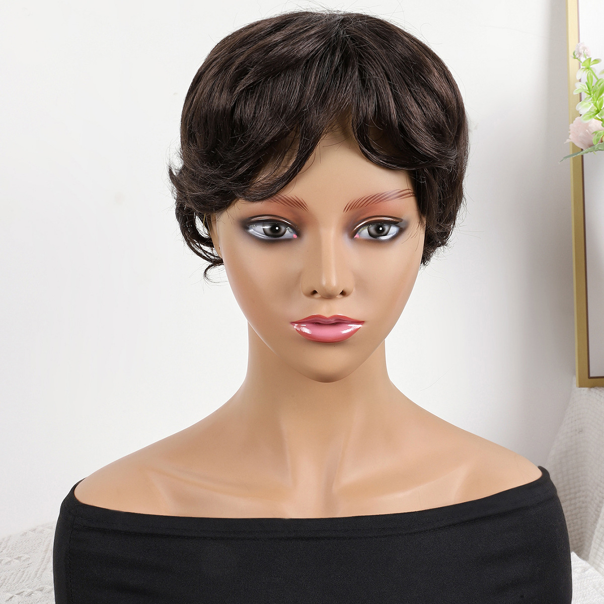 Cabeza de bob de fibra química al por mayor peluca de pelo de estudiante mecanismo de peluca cubierta de cabeza