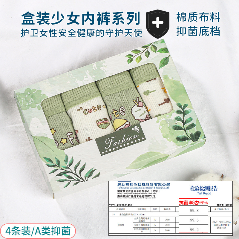 Cute Girl Underwear Set Cartoon Student Underwear All Year Round Mid-Waist Japanese Style Plus Size Soft Briefs