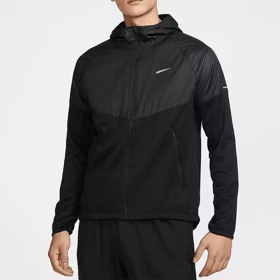 Sports Windbreaker Jacket Men's Quick-Drying Reflective Woven and Knitted Jacket Fitness Sports Running Windproof